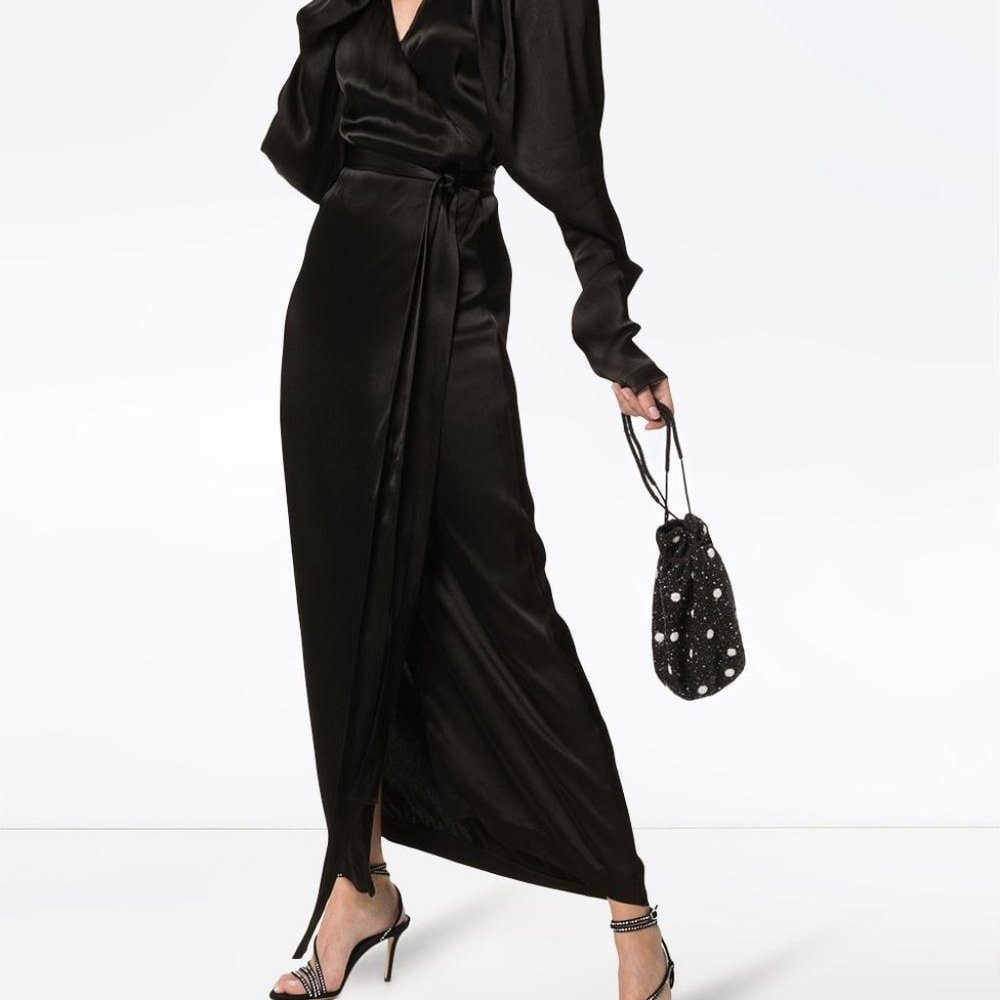 ROTATE BirgerChristensen Satin Wrap Dress